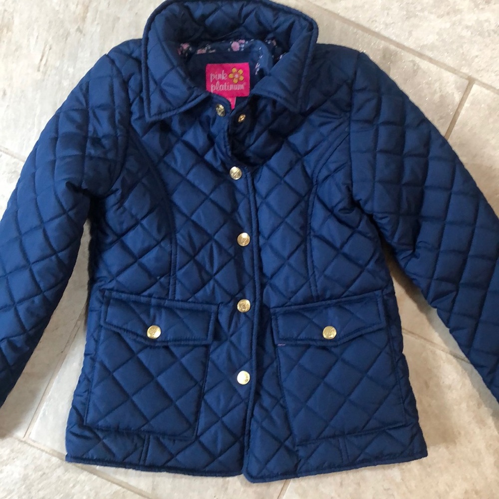 Pink Platinum quilted barn jkt, girls 7/8